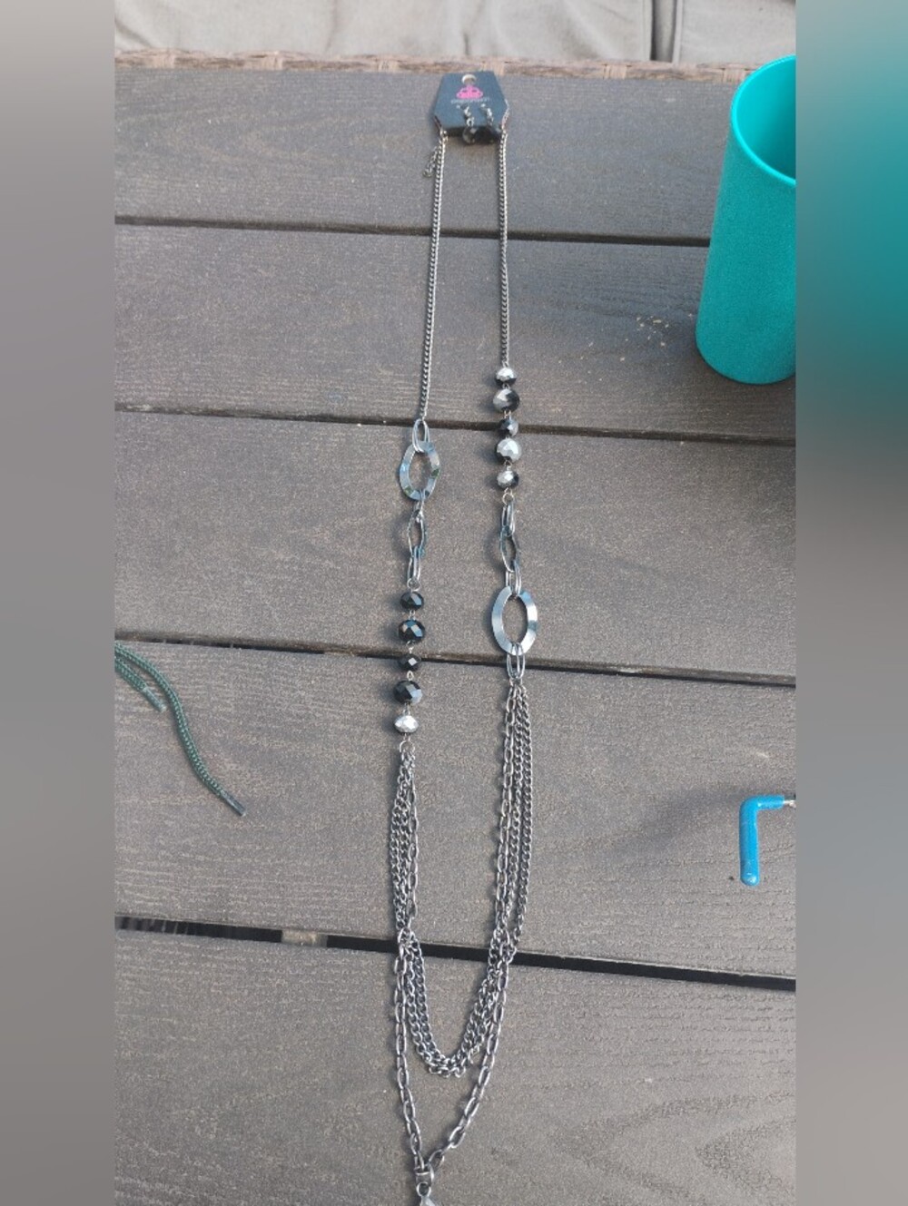 paparazzi Silver-Tone Multi-Strand Hematite Bead Necklace